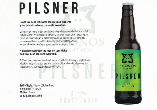 Cerveza 3 monos pilsner